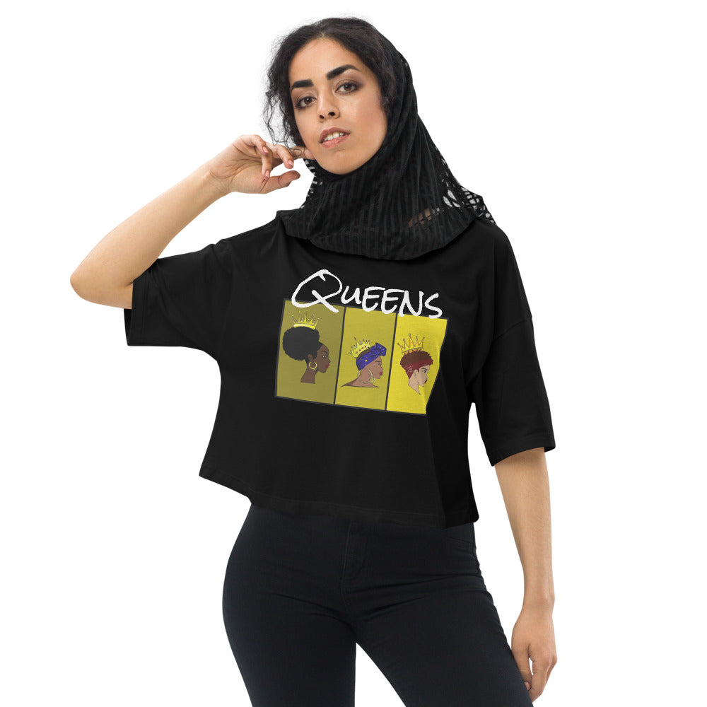 3 QUEENS Crop Top-Yellow