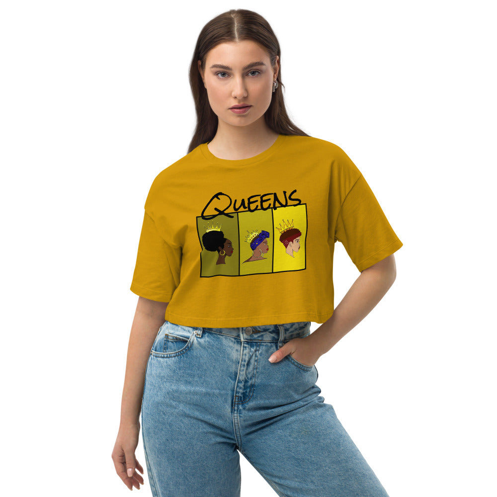 3 QUEENS Crop Top-Yellow